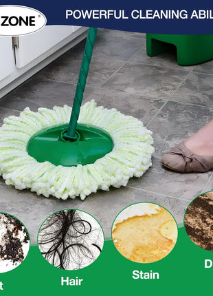 3 Pack Mop Head Replacement for Libman Tornado, Spin Mop Replacement Head ONLY Compatible with Libman, Easy to Replace, Machine Washable, Green and White (NOT for Old Version)