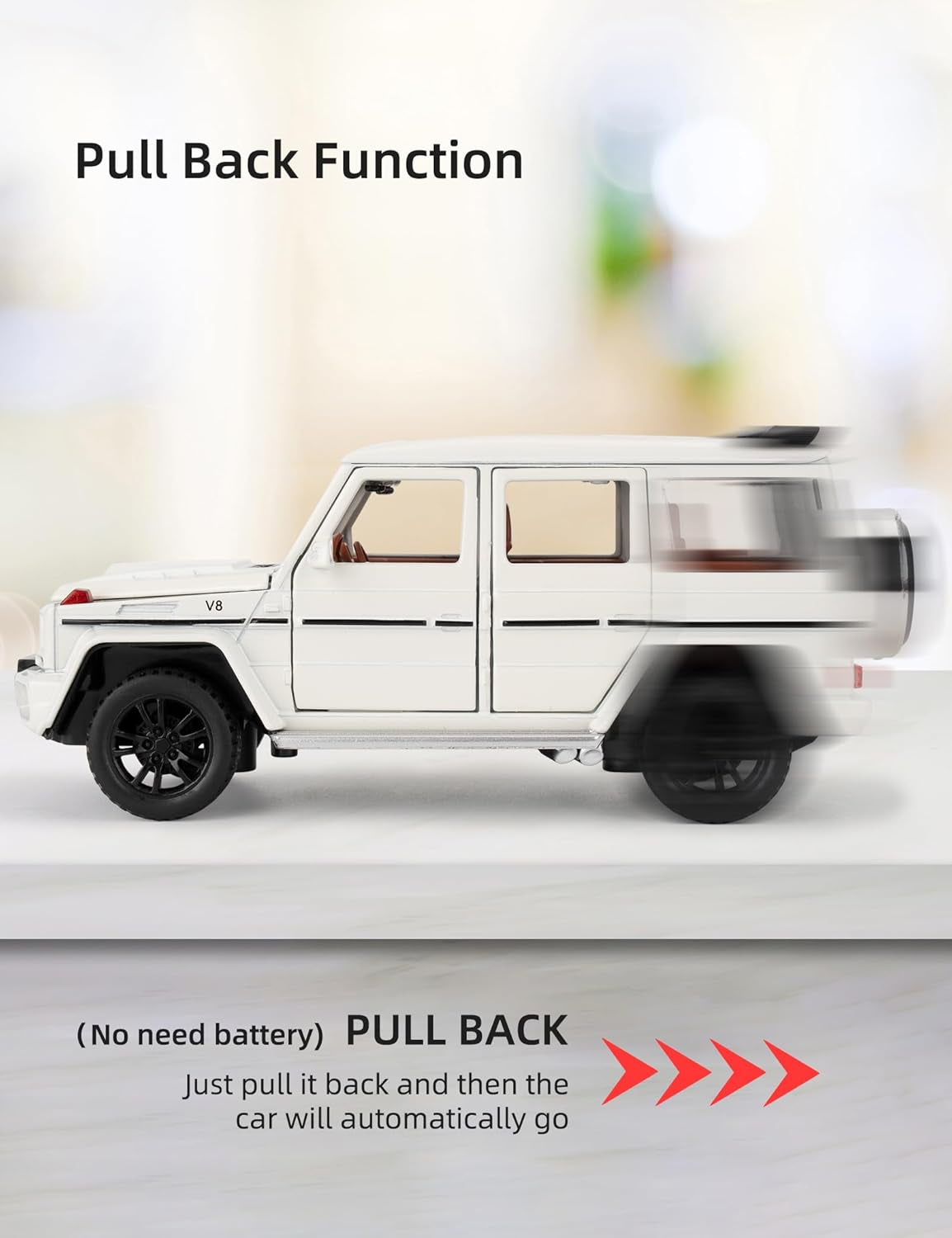 1/32 Scale Car Model Compatible for Collectible G63 AMG Diecast Toy Vehicle, Zinc Alloy Pull Back Toy Car with Sound and Light for Adult Boys Girls 3 4 5 6 7 8（White）