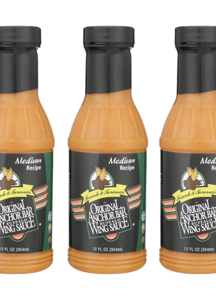 Anchor Bar Original Buffalo Wing Sauce, Medium Recipe – Authentic Buffalo Flavor, Award-Winning Original Wing Sauce, 12 Oz [Pack of 3]