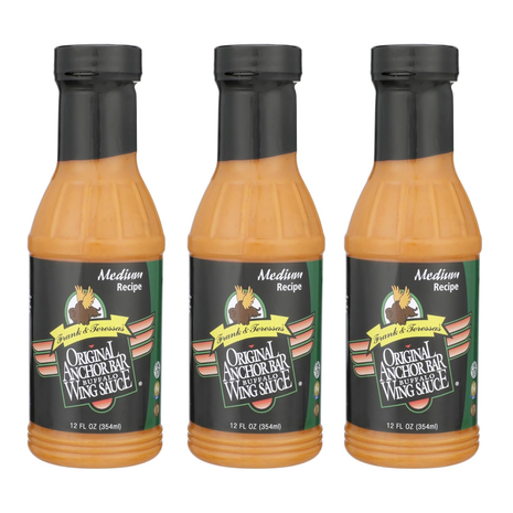 Anchor Bar Original Buffalo Wing Sauce, Medium Recipe – Authentic Buffalo Flavor, Award-Winning Original Wing Sauce, 12 Oz [Pack of 3]