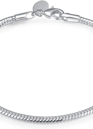 Fashion Jewelry 925 Sterling Silver 3Mm Snake Cable Bracelet with Lobster Clasp