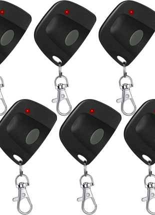 6 Pcs Garage Door Remote. Gate Opener with Keychain (Black)