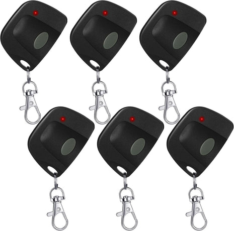 6 Pcs Garage Door Remote. Gate Opener with Keychain (Black)