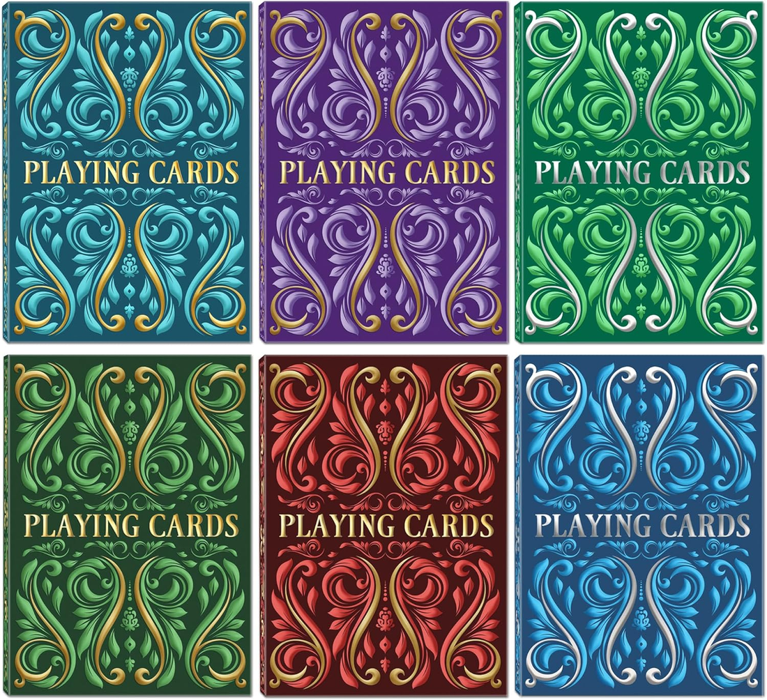 Playing Cards 12 Pack, Decks of Cards, Poker Size Standard Index Deck in 6 Unique Colors, Playing Cards Bulk for Family Game Night, Blackjack, Pinochle, Canasta, Party Supplies Travel Card Games (12)