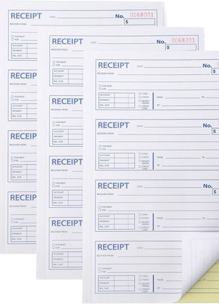Professional Money and Rent Receipt Book Two Part Carbonless Copy Spiral Bound(3 Packs)