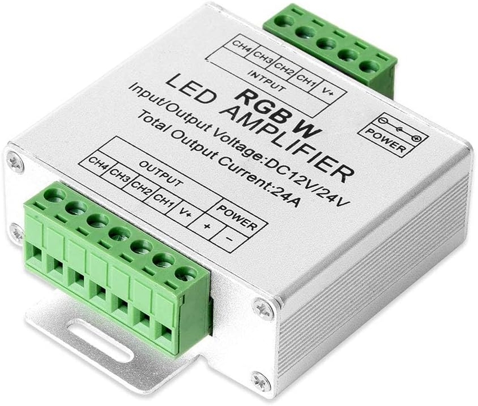 Single Color CCT RGB RGBW 4 Channel Signal Amplifier Controller Work with 2PIN 3PIN 4PIN 5PIN DC12V/DC24V Max 24A 5050SMD LED Strip Suitable for Long Distance Light Projects