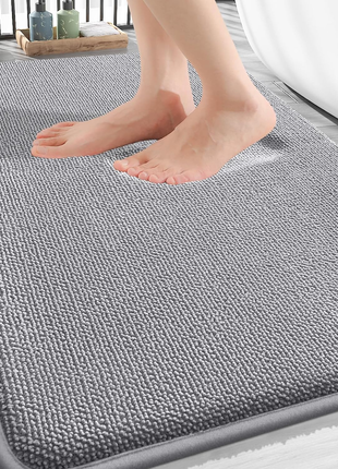 Thick Memory Foam Bath Mat Rug 30X20, Extra Soft Absorbent Bathroom Rugs, Quick Dry Bath Mats, Non-Slip, Machine Washable Carpet for Bathroom, Tub and Shower, Home Decor Accessories, Grey