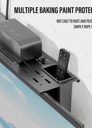 Adjustable Steel TV Top Shelf, Floating TV Stand, Universal Monitor Shelf for Soundbar, Game Console, Cable Box, Router Shelves (34.65 X 4.33 Inch)