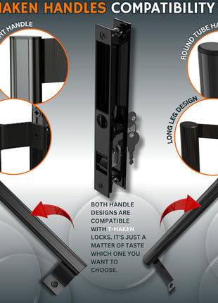 Sliding Glass Door Set, 6-5/8", Black - Patio Door Handle Replacement Thick Used on Both Left and Right-Handed. (Keyed)