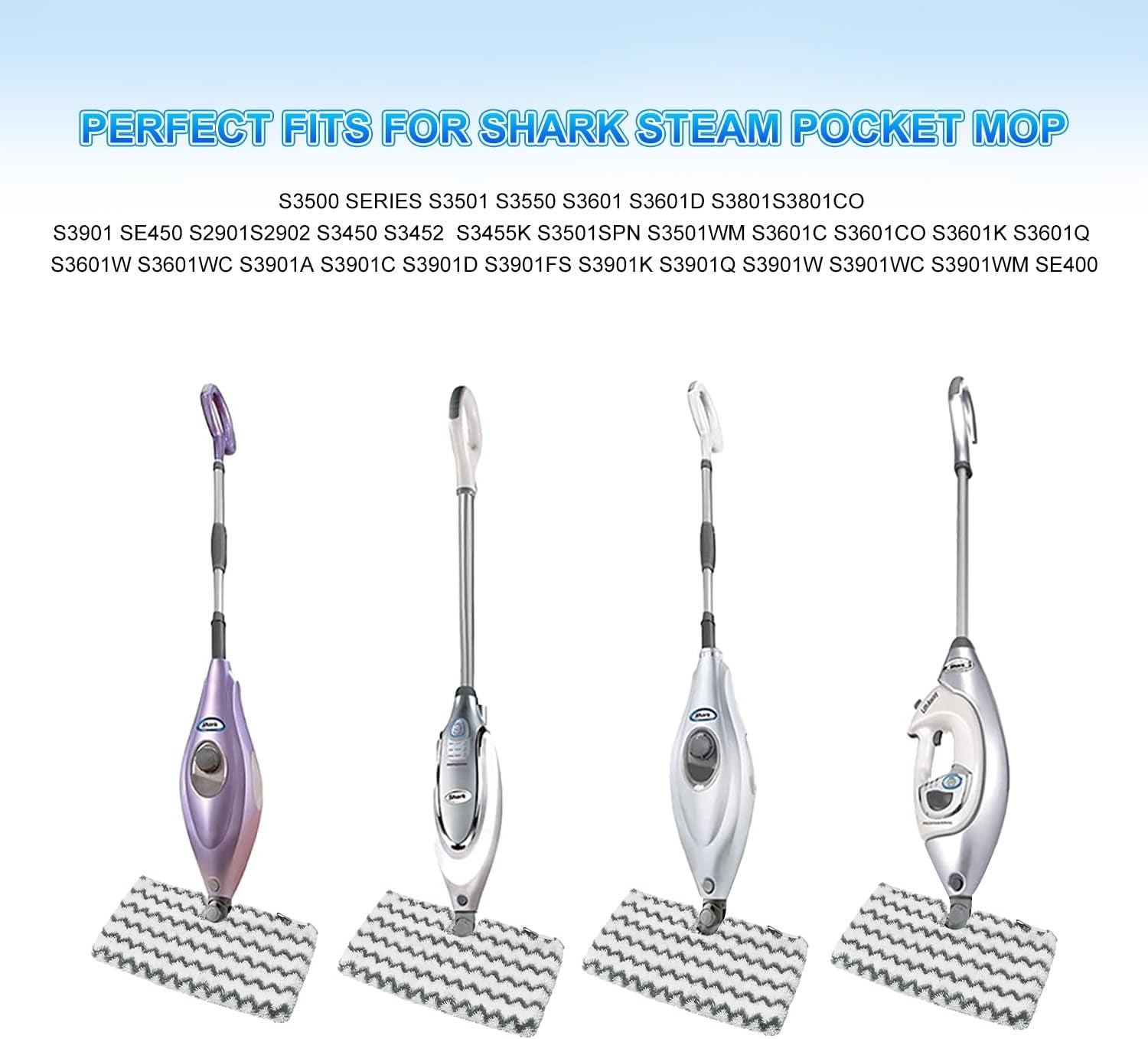 6 Pack Steam Mop Replacement Pads for Shark S3500 Series Steam Mop S3501 S3601 S3550 S3901 SE450 S3801CO S3601D S2901 S2902 Steam Pocket Mop, Reusable Heavy Scrub Steam Mop Pads for Floor Cleaning