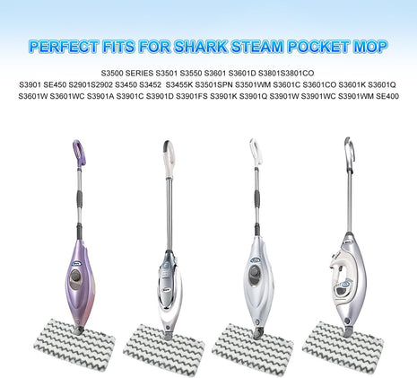6 Pack Steam Mop Replacement Pads for Shark S3500 Series Steam Mop S3501 S3601 S3550 S3901 SE450 S3801CO S3601D S2901 S2902 Steam Pocket Mop, Reusable Heavy Scrub Steam Mop Pads for Floor Cleaning