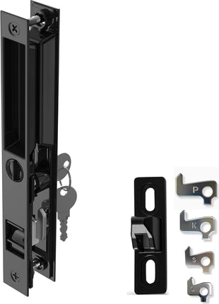 Sliding Glass Door Set, 6-5/8", Black - Patio Door Handle Replacement Thick Used on Both Left and Right-Handed. (Keyed)