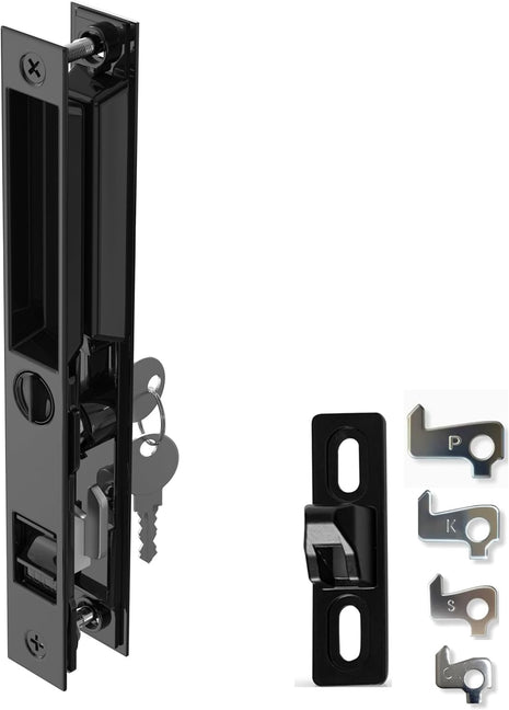 Sliding Glass Door Set, 6-5/8", Black - Patio Door Handle Replacement Thick Used on Both Left and Right-Handed. (Keyed)