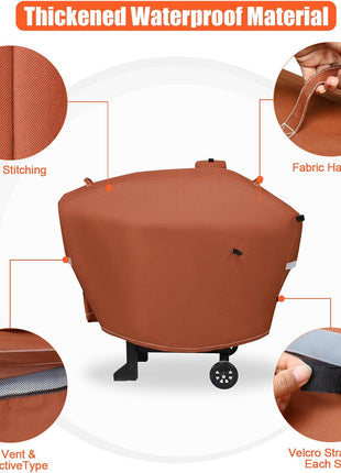 Grill Cover for Camp Chef 24 Pellet Grills, Model DLX 24, Smokepro 24, Woodwind 24 Pro Pellet Grills, PG24, PG24LS, PG24S, PG24SE, PG24LTD, PG24XT, SG24, Smokepro DLX, Anti-Uv 600D, Brown