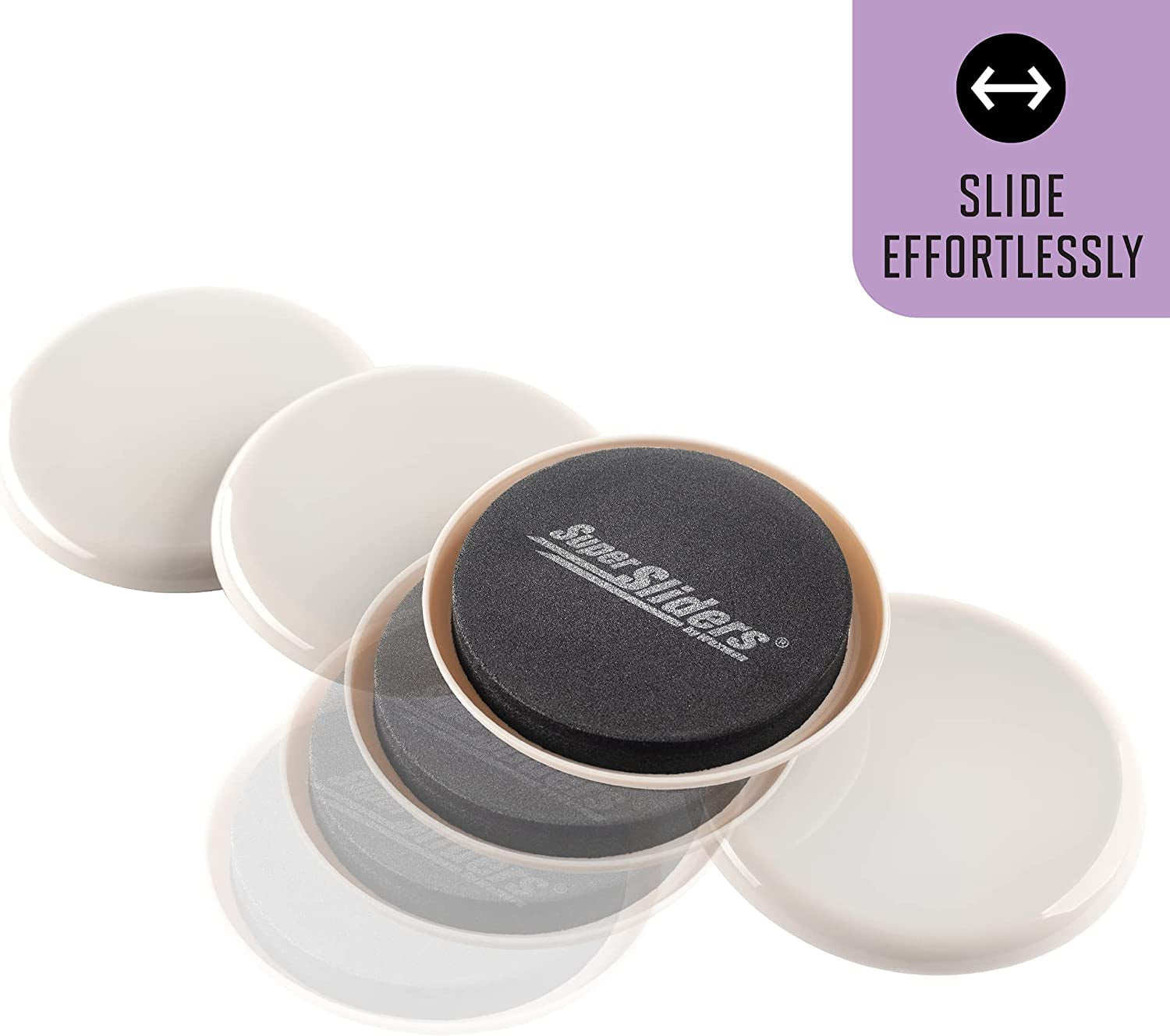 3 1/2" round Reusable Furniture Sliders for Carpet Easily Move Medium to Large Sized Items across Carpet, 4 Pack Beige