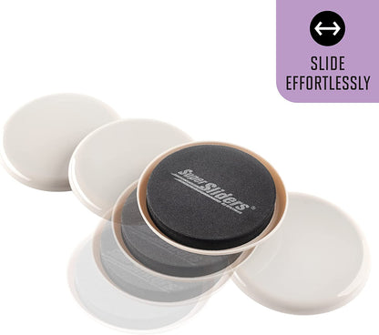 3 1/2" round Reusable Furniture Sliders for Carpet Easily Move Medium to Large Sized Items across Carpet, 4 Pack Beige