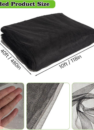 39 X 10 Ft Mosquito Netting for Garden Patio, Breathable Mesh Net for Bird and Insect Protection, Plant Cover for Vegetables, Fruits and Flowers, 3X12M Black