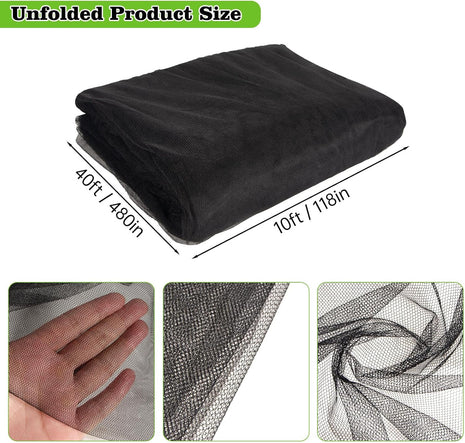 39 X 10 Ft Mosquito Netting for Garden Patio, Breathable Mesh Net for Bird and Insect Protection, Plant Cover for Vegetables, Fruits and Flowers, 3X12M Black