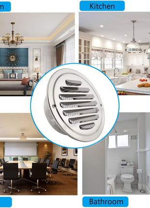 4 Inch round Soffit Air Vent Stainless Steel Louver Grille Cover Wall Air Ventilation Outlet Hood with Built-In Screen Mesh for Kitchen Bedroom Bathroom Office Etc