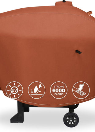Grill Cover for Camp Chef 24 Pellet Grills, Model DLX 24, Smokepro 24, Woodwind 24 Pro Pellet Grills, PG24, PG24LS, PG24S, PG24SE, PG24LTD, PG24XT, SG24, Smokepro DLX, Anti-Uv 600D, Brown