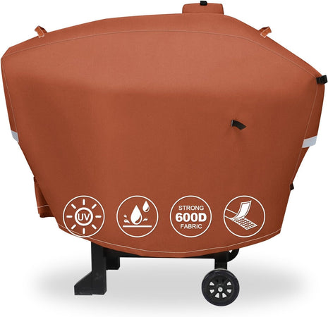 Grill Cover for Camp Chef 24 Pellet Grills, Model DLX 24, Smokepro 24, Woodwind 24 Pro Pellet Grills, PG24, PG24LS, PG24S, PG24SE, PG24LTD, PG24XT, SG24, Smokepro DLX, Anti-Uv 600D, Brown
