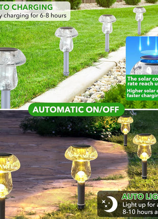 Solar Lights Outdoor, 8 Pack Mushroom Lights outside Waterproof, Solar Powered LED Lighting for Garden, Yard, Landscape, Path, Pathway, Lawn, Walkway, Driveway, Backyard Decor (Warm White)