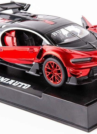 Bugatti Vision GT Supercar 1/32 Zinc Alloy Die Casting Pull Back Car Model Toy Sound and Light for Boy Girl Gift （Red）