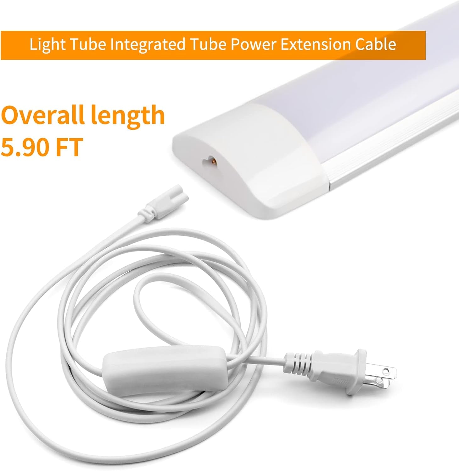 T5 T8 LED Tube Power Extension Cable with On/Off Switch,Led T5/T8 Light Tube Integrated LED Light Fixture Extension Cable Wire (6FT/1.8M) 3-Pack