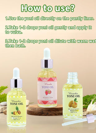 3 Packs Yoni Oil for Women, 100% Natural Feminine Oil Intimate Deodorant for Women, Eliminates Odor and Ph Balanced, Feminine Serum Made with Pure Natural Essential Oils (1 Fl Oz/30 Ml)
