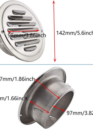 4 Inch round Soffit Air Vent Stainless Steel Louver Grille Cover Wall Air Ventilation Outlet Hood with Built-In Screen Mesh for Kitchen Bedroom Bathroom Office Etc