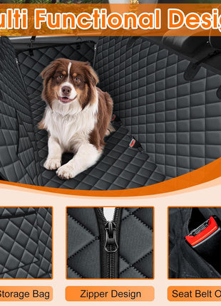 Waterproof Dog Car Seat Cover for Back Seat - Durable, Scratch Proof Pet Hammock with Nonslip Design & Storage Pockets, Fits Cars, Suvs, Trucks- S, Black