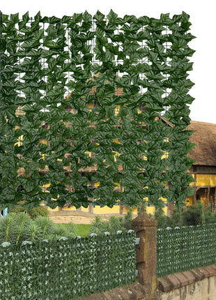 Artificial Ivy Privacy Fence Screen: 40"X 140"(39.2 SQFT) Uv-Anti Faux Hedge Fence and Fake Ivy Vine Leaf Wall Panels for Indoor&Outdoor Green Backdrop, Garden Greenery Decor