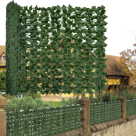 Artificial Ivy Privacy Fence Screen: 40"X 140"(39.2 SQFT) Uv-Anti Faux Hedge Fence and Fake Ivy Vine Leaf Wall Panels for Indoor&Outdoor Green Backdrop, Garden Greenery Decor