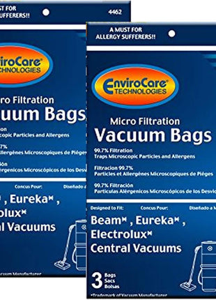 Replacement Micro Filtration Vacuum Cleaner Dust Bags Made to Fit Eureka, Beam, Electrolux, Star-Brute, Kenmore, Mastercraft, Nutone, Central Vacuum Machines 6 Bags