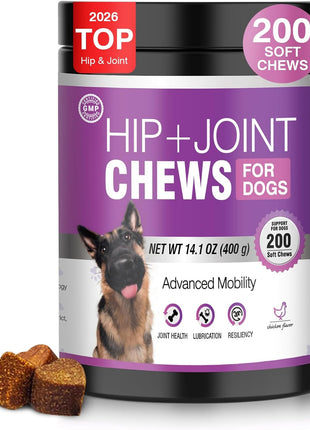 Glucosamine for Dogs 200Pcs Joint Support Supplement Dog Hip and Joint Chondroitin Chews Treats with MSM Dog Joint Pain Relief Mobility Supplements Chicken Flavor Fit All Large Small Medium Breed