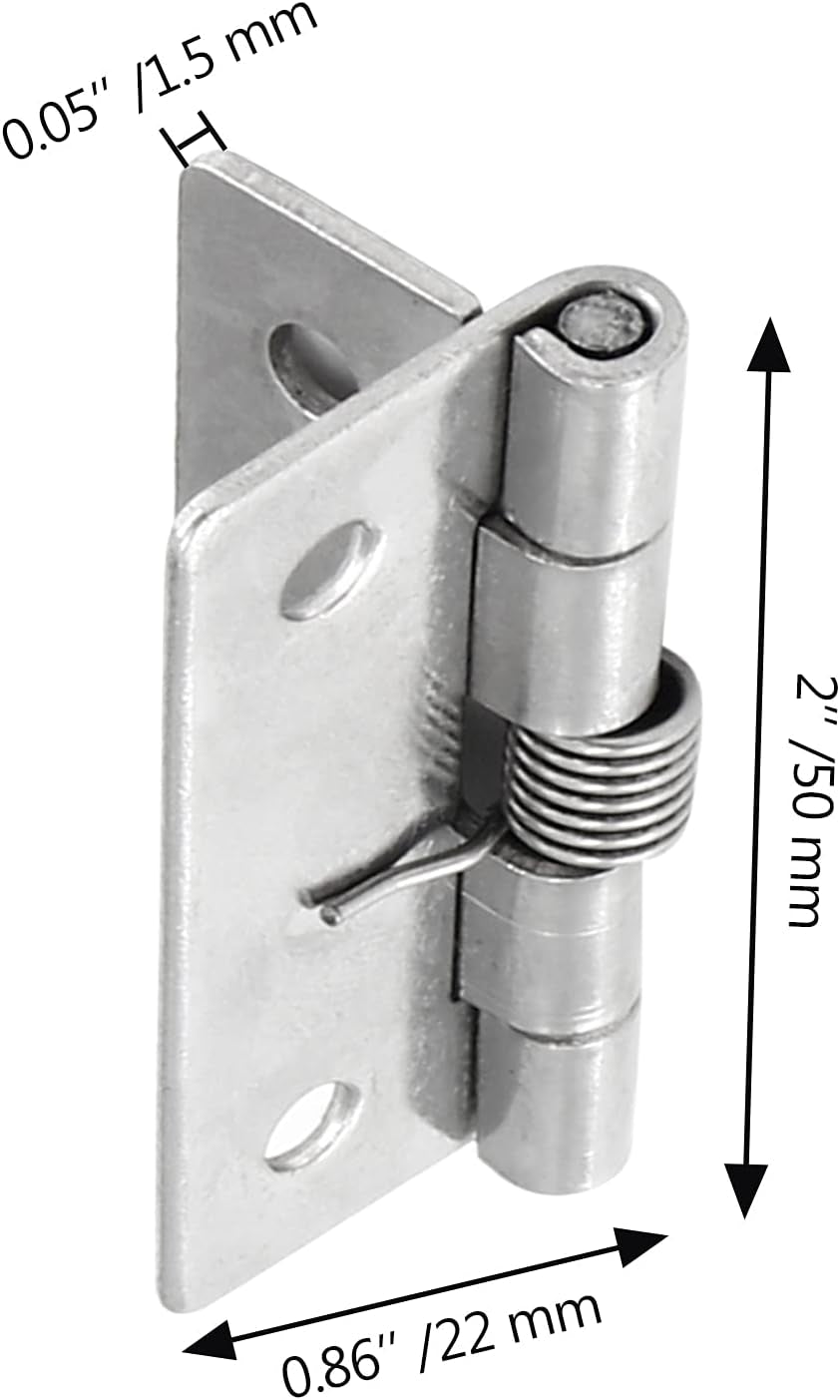 4 Pcs Spring Loaded Hinges for Cabinets, 2 Inch Length Stainless Steel Spring Hinges Self Closing