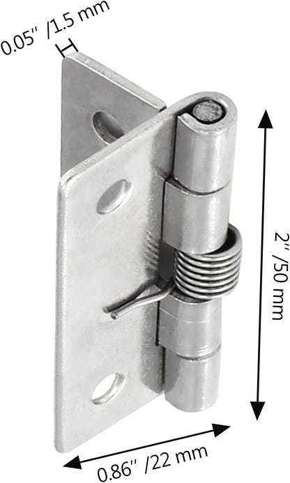 4 Pcs Spring Loaded Hinges for Cabinets, 2 Inch Length Stainless Steel Spring Hinges Self Closing
