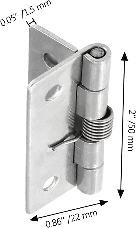 4 Pcs Spring Loaded Hinges for Cabinets, 2 Inch Length Stainless Steel Spring Hinges Self Closing