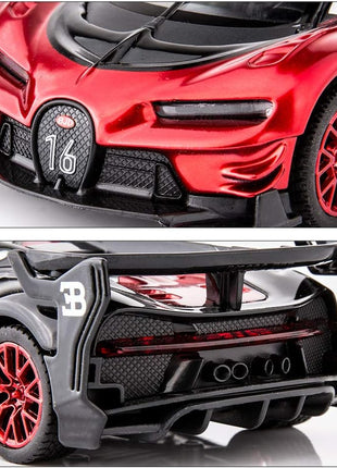 Bugatti Vision GT Supercar 1/32 Zinc Alloy Die Casting Pull Back Car Model Toy Sound and Light for Boy Girl Gift （Red）