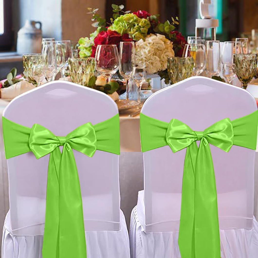 10 Pack Lime Green Satin Table Runners 12X108 Inches Party Table Runner Bright Smooth Table Runner Wedding Party Decorations for Table Green Table Runners