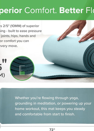 Gaiam Yoga Mat, Pilates & Exercise Mat, Thick Mat 2/5" (10Mm) Workout Mat with Easy-Cinch Carrying Strap for Home & Gym Workouts