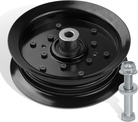 Flat Idler Pulley Compatible with Craftsman Husq a Riens Sears Pou LAN Riding Lawn Mower Tractor with 42" 46" 48" 54” Deck, Replace 197379, 196106