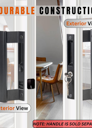 Sliding Glass Door Set, 6-5/8", Black - Patio Door Handle Replacement Thick Used on Both Left and Right-Handed. (Keyed)