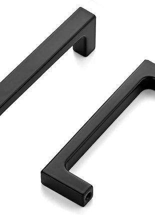 5 Pack 3 Inch Hole Centers Matte Black Cabinet Pulls Handles Solid Drawer Pulls Kitchen Hardware Flat Black Square Bar Drawer Handles