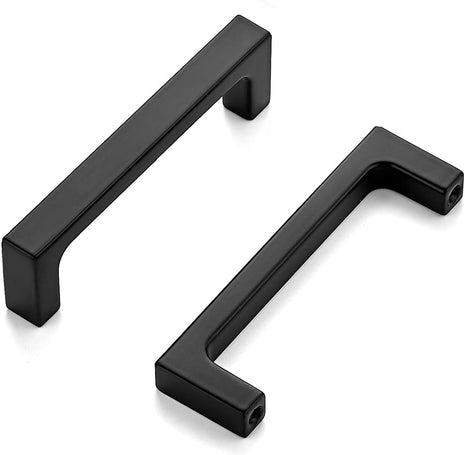 5 Pack 3 Inch Hole Centers Matte Black Cabinet Pulls Handles Solid Drawer Pulls Kitchen Hardware Flat Black Square Bar Drawer Handles