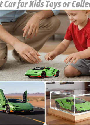 Toy Cars for Boys Age 3-12 1/ Small Diecast Metal Model Car Toys with Light and Sound Pull Back Sport Car for 3+ Years Old Kids Birthday (Green)