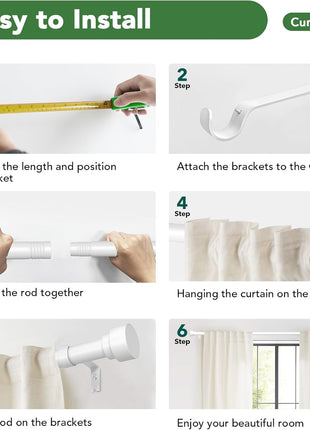 Curtain Rods for Windows 72 to 144, 1 Inch Adjustable White Extra Long Heavy Duty Curtain Rod for Patio Bedroom, Modern Style Indoor Outdoor Window Drapery Rods with End Caps, Size 32" - 150"