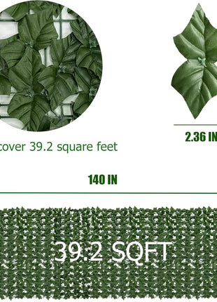 Artificial Ivy Privacy Fence Screen: 40"X 140"(39.2 SQFT) Uv-Anti Faux Hedge Fence and Fake Ivy Vine Leaf Wall Panels for Indoor&Outdoor Green Backdrop, Garden Greenery Decor