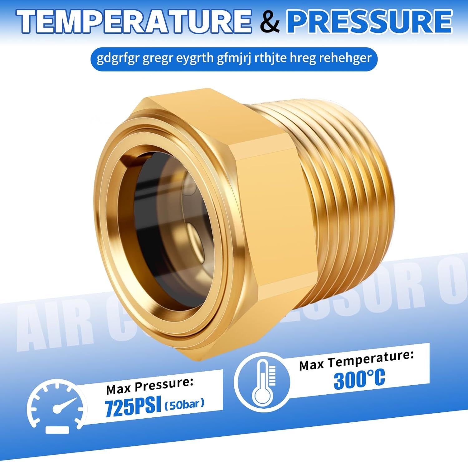 3/4 NPT Air Compressor Oil Sight Glass, Male Hex Head Compresssor Oil Sight Glass, Heavy Duty Solid Brass Oil Sight Glass Liquid Level Gauge Oil Indicator Window for Air Compressor Gearbox Tank