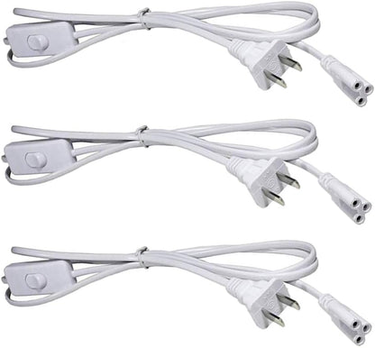 T5 T8 LED Tube Power Extension Cable with On/Off Switch,Led T5/T8 Light Tube Integrated LED Light Fixture Extension Cable Wire (6FT/1.8M) 3-Pack